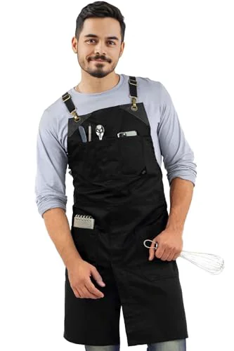 Solid Cross Back Chef Apron Natural