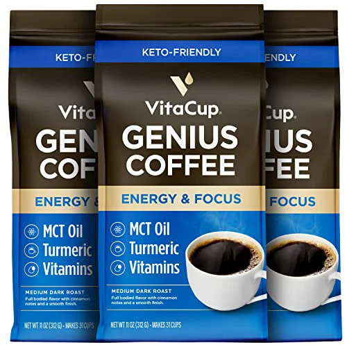 Dependable Genius Keto Medium Dark Roast Ground Coffee 33 Ounce Contemporary