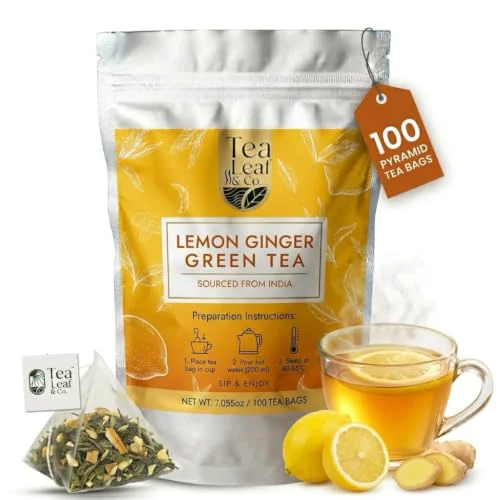 Responsible Tealeaf Co. Lemon Ginger Green Tea with Ginger 50 Count Crafted