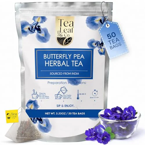 Selected Tealeaf Co. Butterfly Pea Herbal Tea Bags Blended with Fresh Herbs 3.52 Ounce Original Design