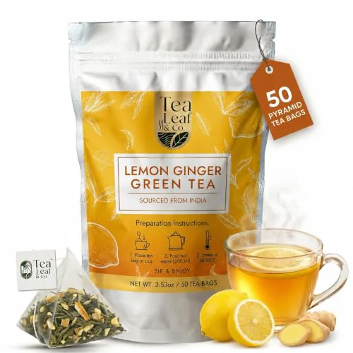 Exclusive Lemon Ginger Green Tea Bags 50 Count Secure