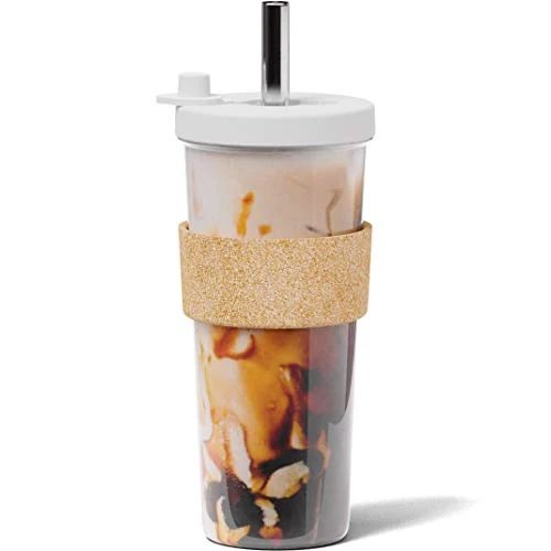 Minimalist Reusable 24 oz Boba Cup and Straw Flexible