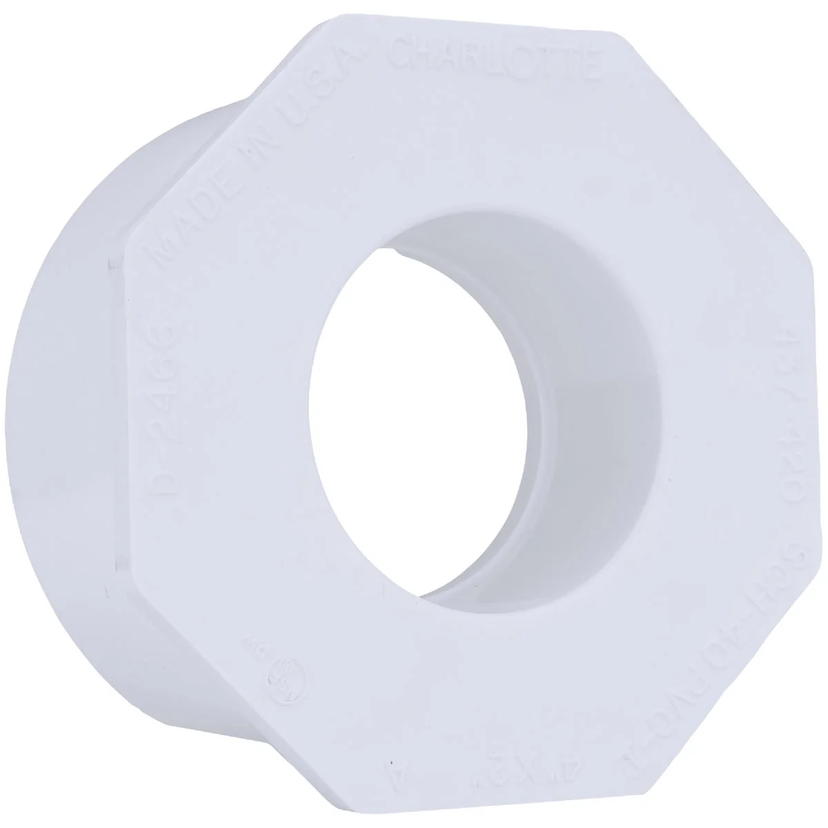 Dependable Charlotte Pipe 4 In. SPG x 2 In. Slip Schedule 40 PVC Bushing Pure