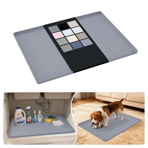 Proven Waterproof Silicone Under Sink Mat 25” x 19” Shelf Liner for Kitchen and Bathroom Effective