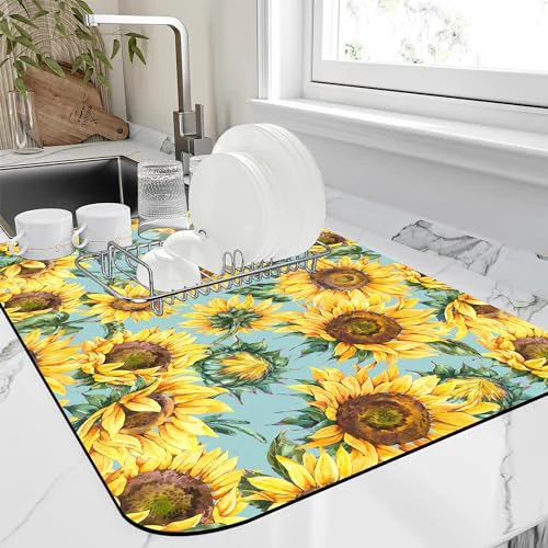 Innovative Dish Drying Mat for Kitchen Counter Absorbent Dish Coffee Mat 16 X24 Secure