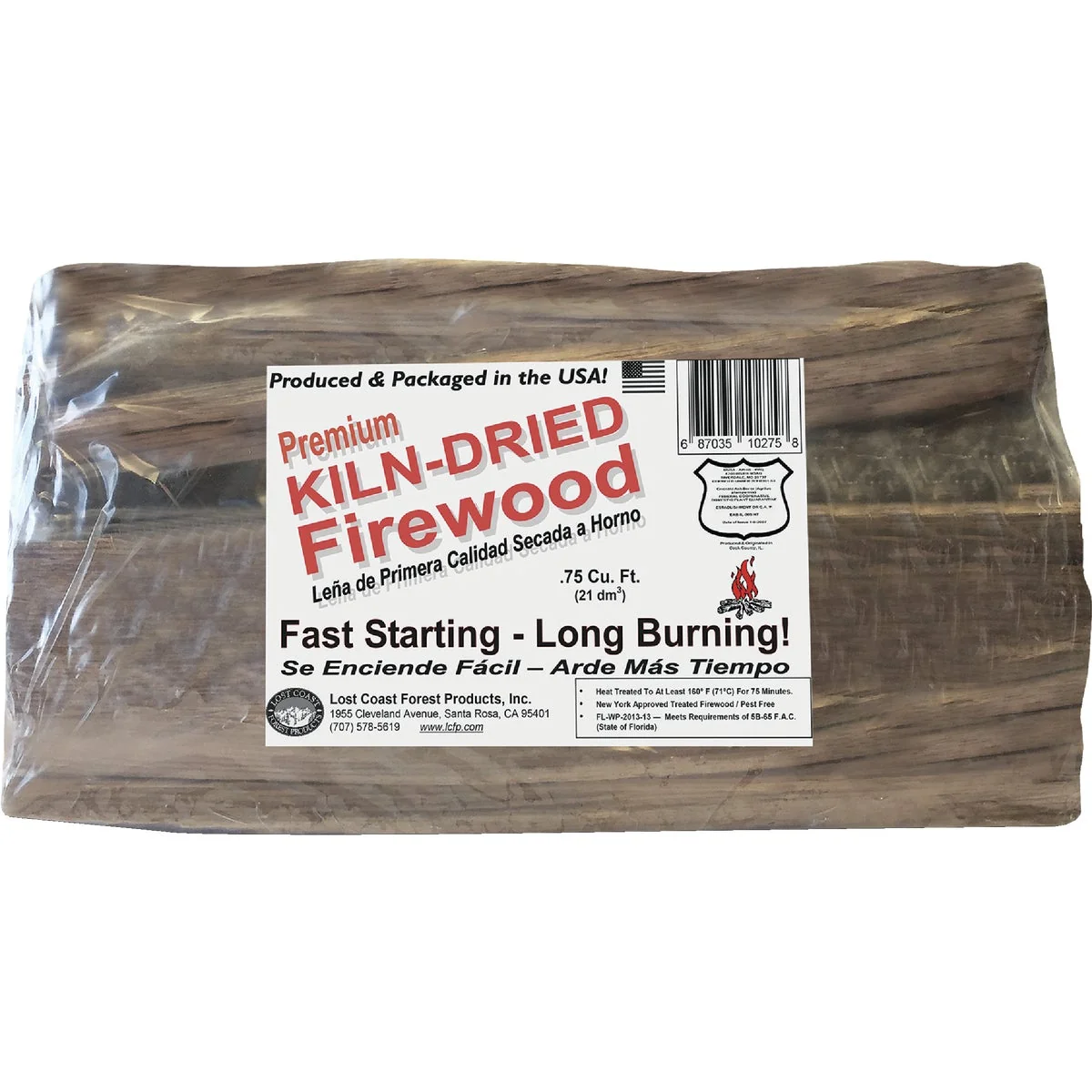 Official Lost Coast Premium Seasoned Firewood 0.75 cu ft Eco-Friendly