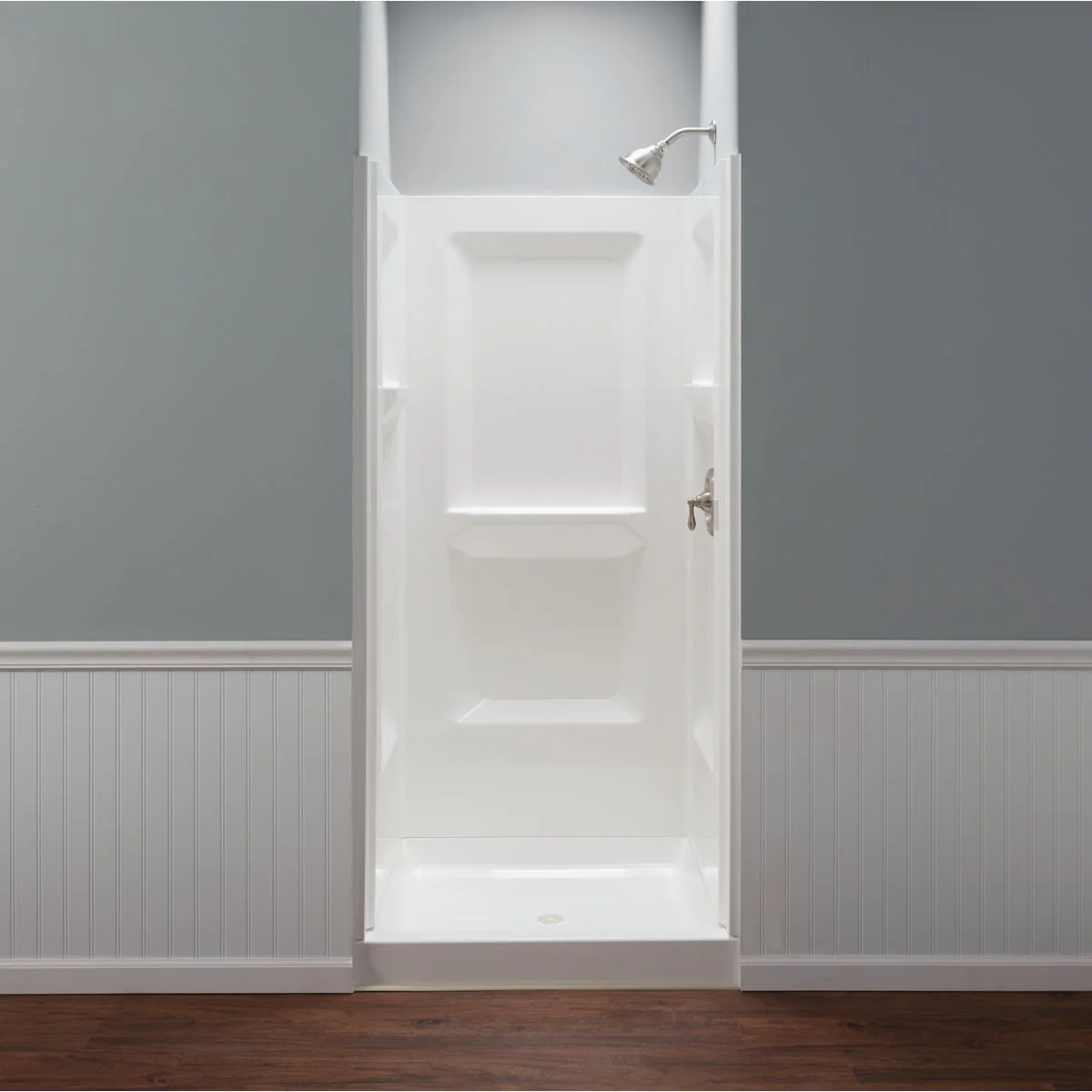 Long-Lasting Mustee Durawall Model 736 3-Piece 36 In. W x 36 In. D Shower Wall Set in White Solid