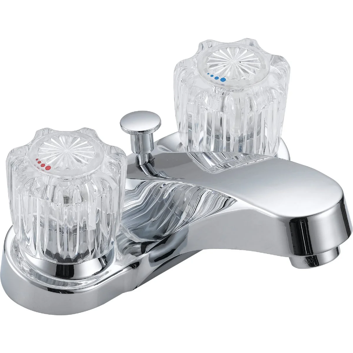 Green Home Impressions Chrome 2-Handle Knob 4 In. Centerset Bathroom Faucet with Pop-Up Exclusive