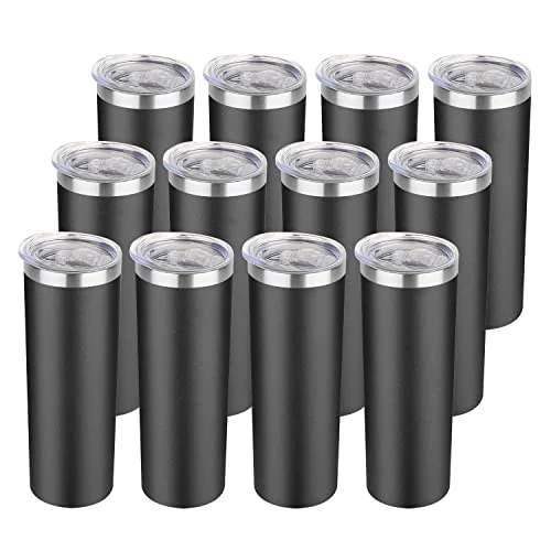 Functional 20 oz Skinny Tumblers Bulk Set 12 Count Sophisticated