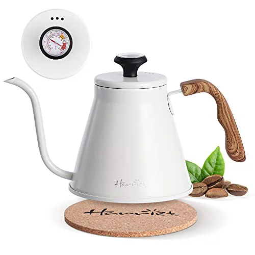 Breathable Gooseneck Kettle with Thermometer for Pour Over Coffee and Tea Fine Crafted