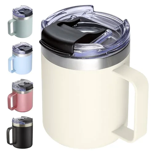 Versatile 12oz Insulated Travel Coffee Mug with Handle Environmentally Friendly