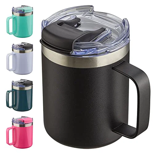 Sophisticated 12oz Insulated Travel Coffee Mug with Handle Premium