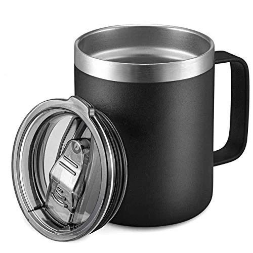 Organic 12 oz Insulated Travel Coffee Mug with Handle Modern