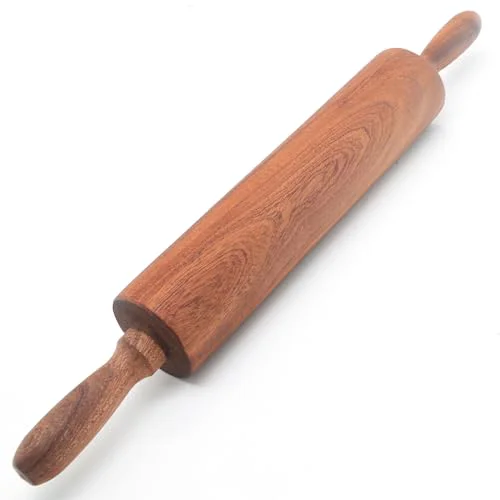 User-Friendly Classic Sapele Wooden Rolling Pin With Handles Large17.3 L x 2.3 W First-Class
