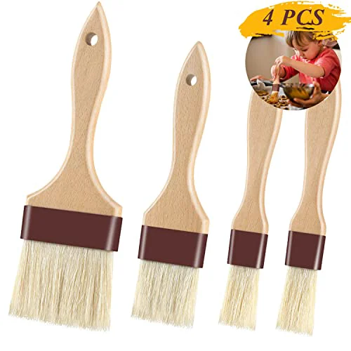 Proven Pastry Brushes for Baking Basting Brush with Boar Bristles and Beech Hardwood Handles Culinary Oil Brush for Barbecue Butter Grill BBQ Sauce Baster Marinade Kitchen Food Cooking Brushes 4PCS Fine