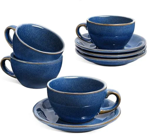 Superior 6 oz Cappuccino Cups with Saucers 4 Count Organic