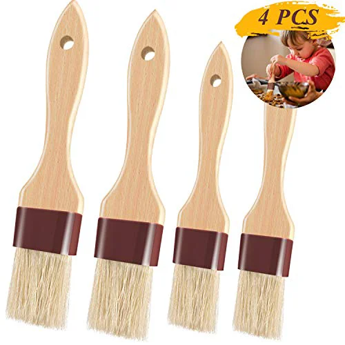 Refined Pastry Brushes for Baking Basting Brush with Boar Bristles and Beech Hardwood Handles Culinary Oil Brush for Barbecue Butter Grill BBQ Sauce Baster Marinade Kitchen Food Cooking Brushes Enhanced