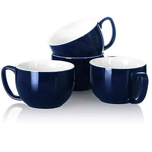 Secure 16oz Large Coffee Mugs Set of 4 4 Count Durable