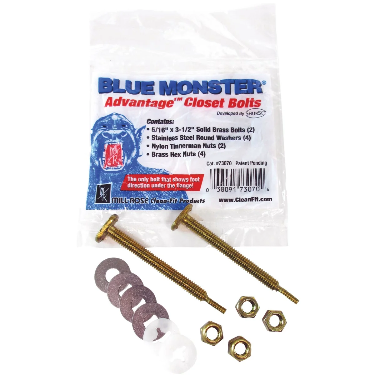 Trendy Blue Monster 5 16 In. x 3-1 4 In. Advantage Closet Bolt Kit Reusable
