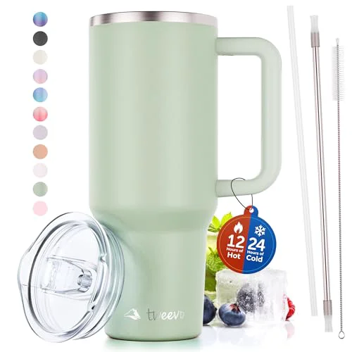 Proven 40 oz Tumbler With Handle and Straw Made of Stainless Steel Reusable