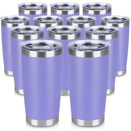 Verified 20 oz Tumbler Stainless Steel Tumblers Bulk with Lid Double Wall Insulated Coffee Tumbler Cups for Hot Cold Drinks Powder Coated Travel Coffee Tumbler Mug Metal 12 Count Smart