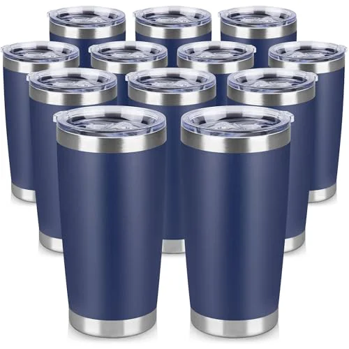 Elite 20 oz Tumbler Stainless Steel Tumblers Bulk with Lid Double Wall Insulated Coffee Tumbler Cups for Hot Cold Drinks Powder Coated Travel Coffee Tumbler Mug Metal 12 Count Lightweight