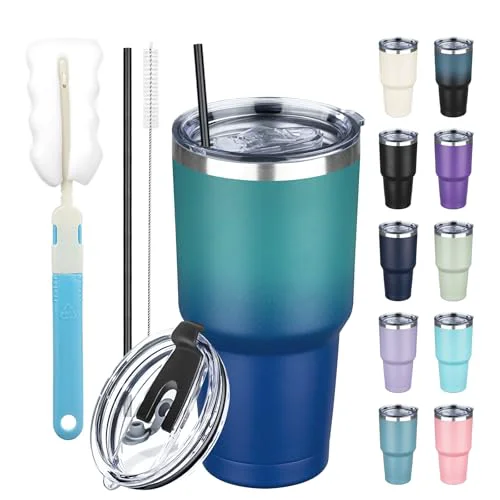Traditional 30 oz Tumbler with Lids and Straws Fast