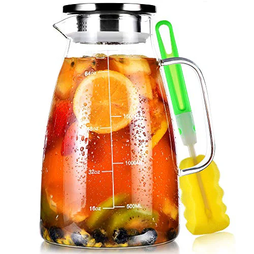 Consistent Glass Pitcher with Lid and Handle Recyclable