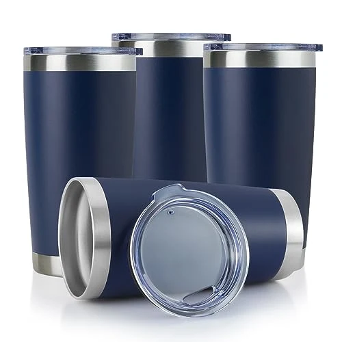 Breathable 20oz Stainless Steel Tumbler Bulk with Lid 4 Count Minimalist