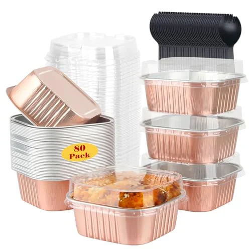 Versatile 80 Pack 10oz Mini Cake Pans with Lids and Spoons for Bake 80 Count Stylish