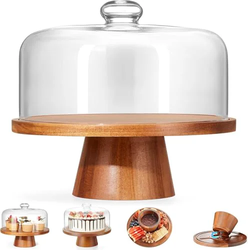 World-Class Wooden Cake Stand with Lid Contemporary