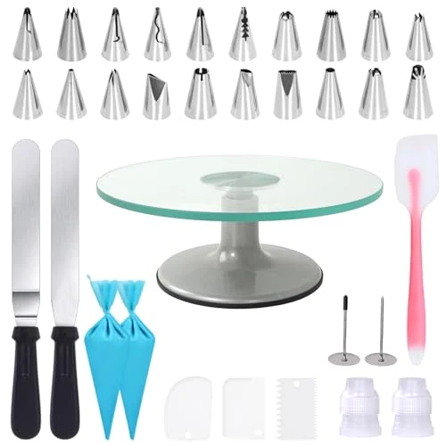 Verified Cake Turntable Glass Stand 12 Natural