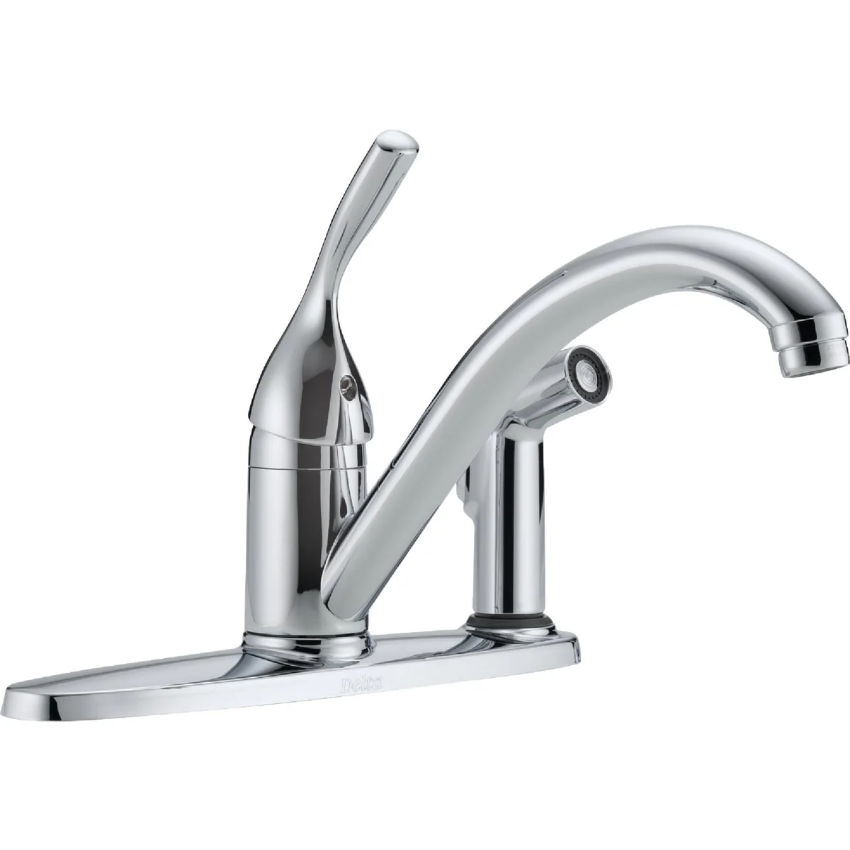 Effective Delta Classic Series Single Handle Lever Kitchen Faucet with Side Spray Chrome Crafted