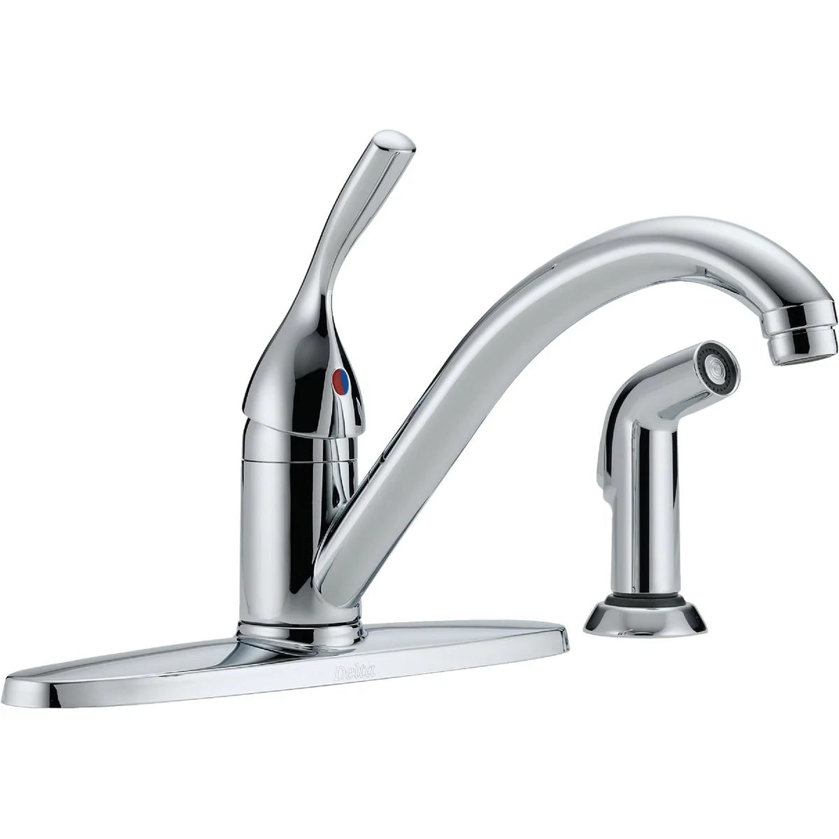 Traditional Delta Classic Series Single Handle Lever Kitchen Faucet with Side Spray Chrome High-Performance