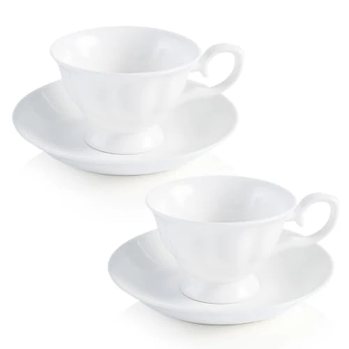 Optimized Fine Bone China Tea Cups and Saucers Set of 2 2 Count Recyclable