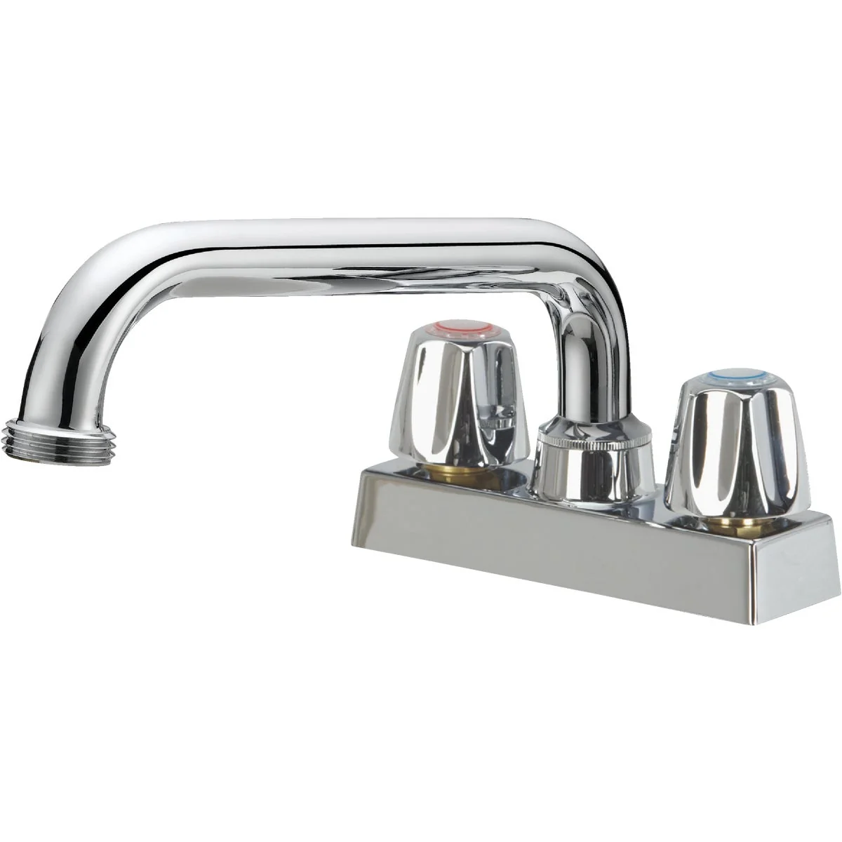World-Class Home Impressions Chrome 4 In. Center Solid Brass Metal Handle Laundry Faucet Secure