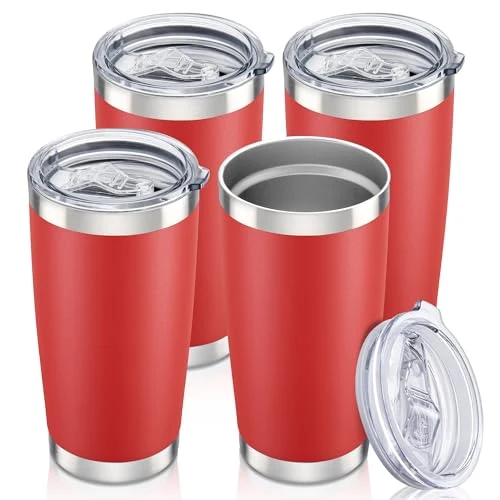 Organic 20 oz Tumbler with Lid Stainless Steel Insulated Tumblers Bulk Cups Mug 4 Count Carefully Designed