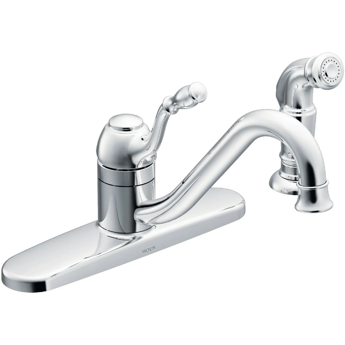 Genuine Moen Lindley Single Handle Lever Kitchen Faucet with Side Spray Chrome Efficient
