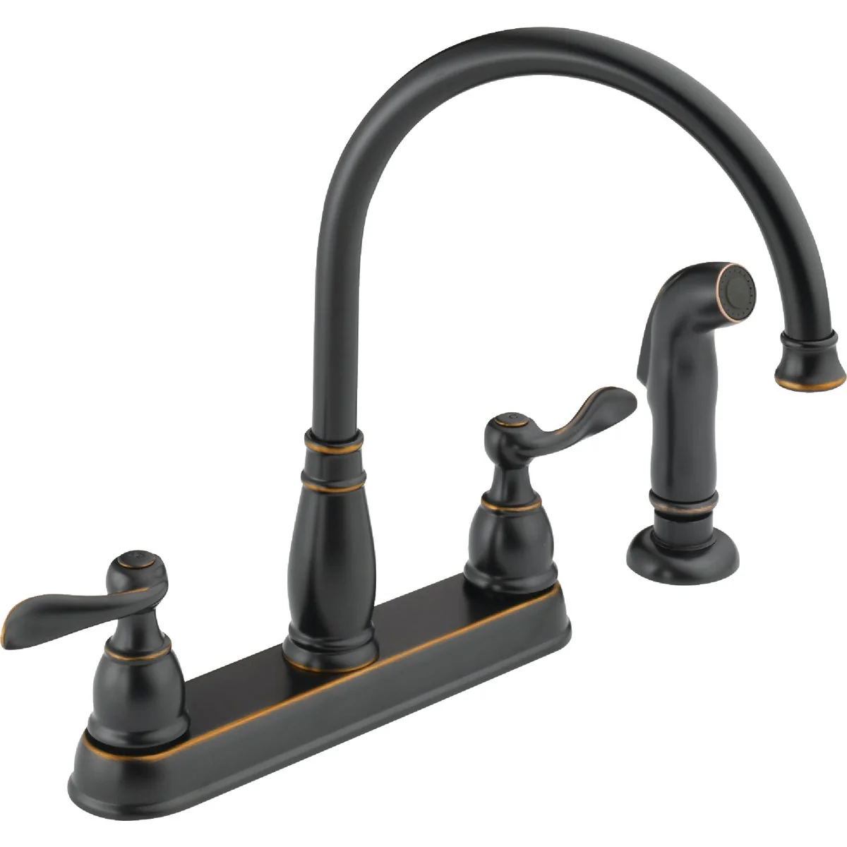 Reusable Delta Windemere Dual Handle Lever Kitchen Faucet with Side Spray Oil-Rubbed Bronze Convenient