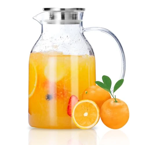 Traditional Glass Water Pitcher with Lid and Spout Clean