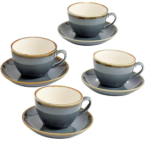 Relaxed Ceramic Cappuccino Cup Set of 4 11.2 Count Detailed