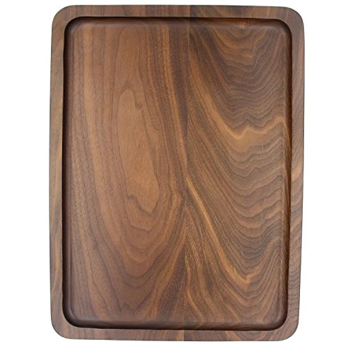Verified Wood Serving Tray Wooden Decorative Coffee Tea Platter Black Walnut 15.3 x 11.4 Inches Top-Quality