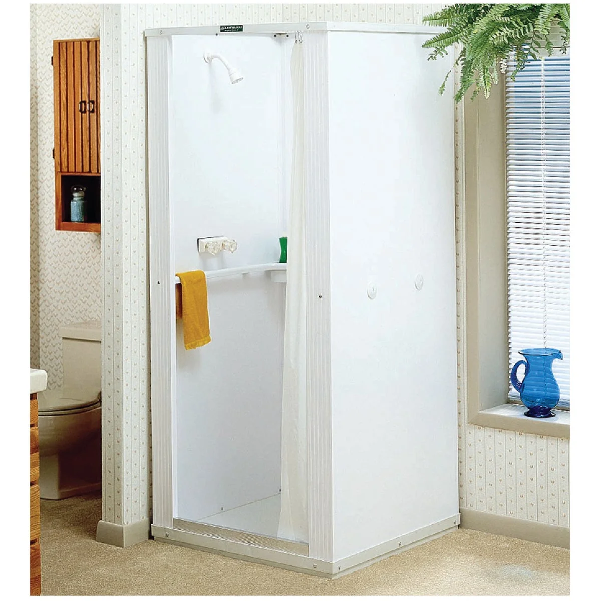 Convenient Mustee Durastall 32-5 8 In. x 32-5 8 In. x 75-3 8 In. White Co-polymer Plastic Shower Stall Artisan