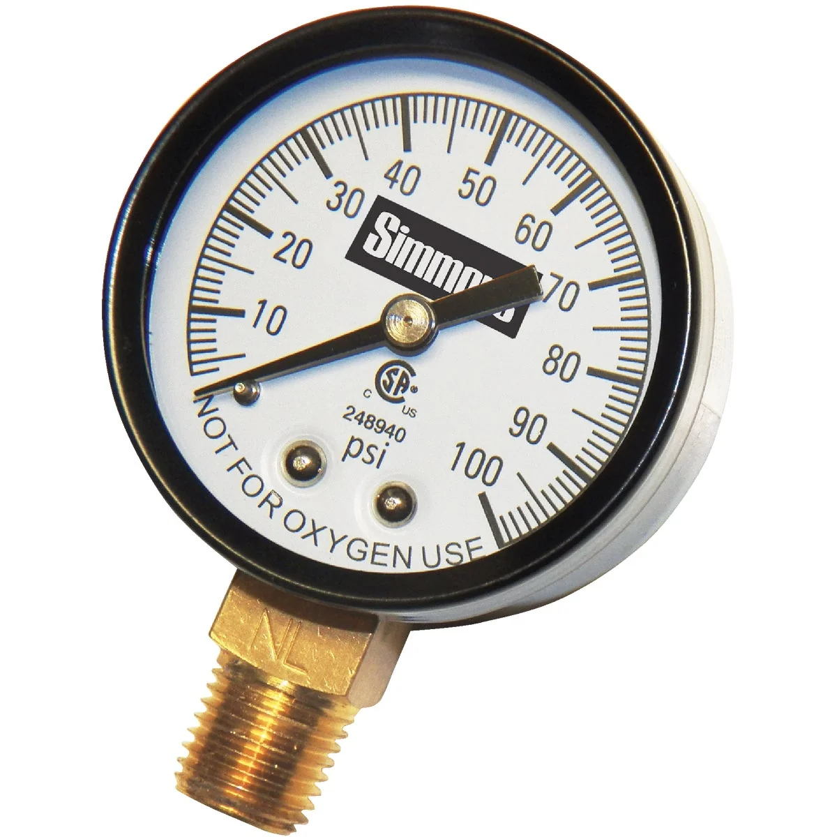 Sophisticated Simmons 1 4 In. MPT Fitting 100 psi Pressure Gauge Fashionable