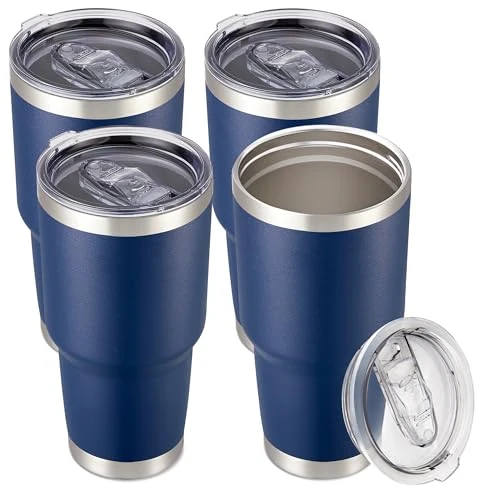 Environmentally Friendly 30 oz Tumbler with Lid Stainless Steel Tumblers Bulk 4 Count Fine Crafted