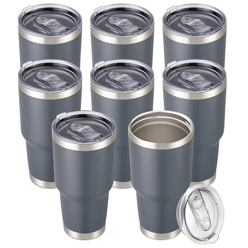 High-Performance 30 oz Tumbler with Lid Stainless Steel Tumblers Bulk 8 Count Professional