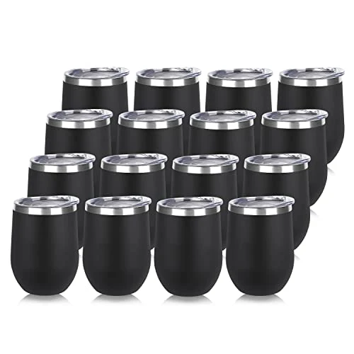 Artisan Stainless Steel Wine Tumbler Bulk with Lid 16 Count Luxury