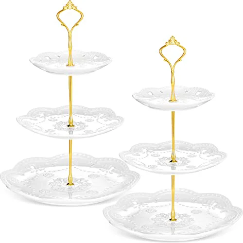 Responsible 2 Pcs 3 Tier Porcelain Cupcake Stand 2 Count Comfortable