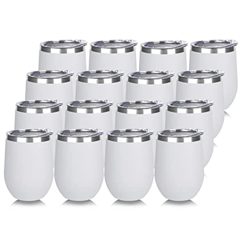 Durable Stainless Steel Wine Tumbler Bulk with Lid 16 Count Classic