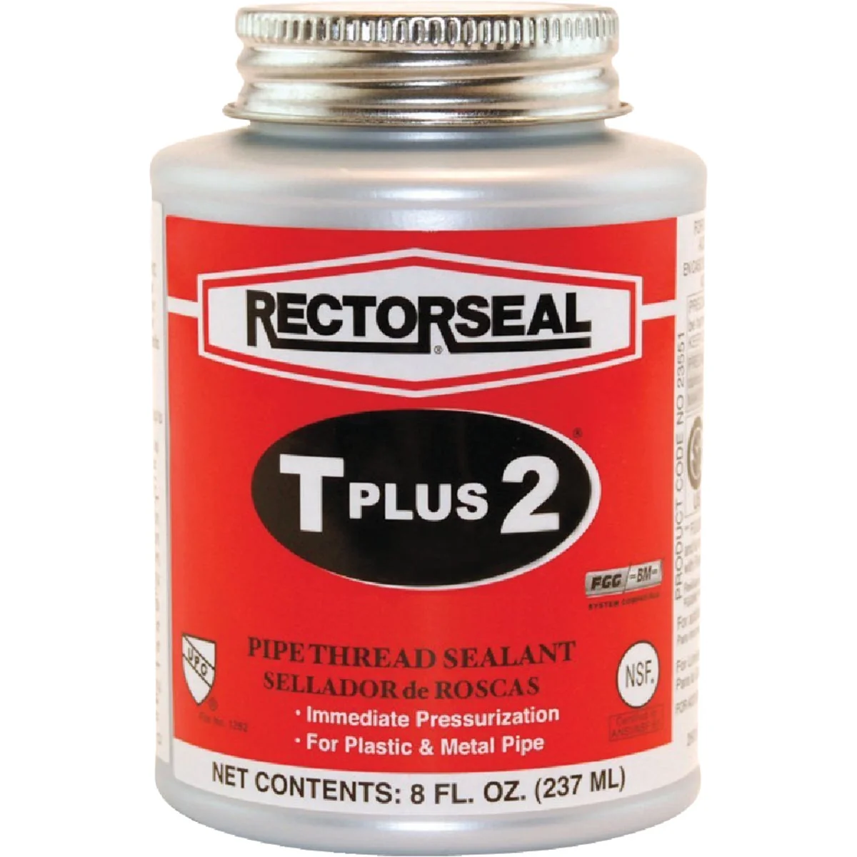 Eco-Friendly Rectorseal T Plus 8 Fl. Oz. White Pipe Thread Sealant with PTFE Reusable